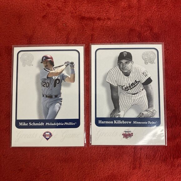 Lot Of 2 2001 Fleer Baseball GREATS OF THE GAME MIKE SCHMIDT Harmon Killebrew - Picture 1 of 6